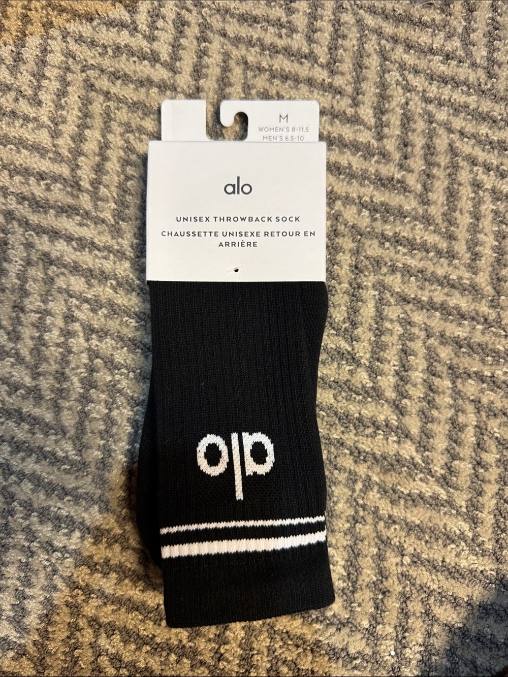 ALO Yoga Black Athletic Throwback Socks with White Logo